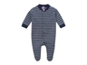 Baby und Kinder Schlafanzug Bio-Baumwolle mit Füßchen marine-weiß gestreift 1