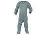 Baby Schlafanzug Overall Wolle Seide eisvogel-hellgrau-geringelt 1