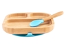 Kindergeschirr Teller mit Löffel und Saugnapf, aus Bambus, blau  4