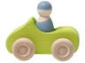 Kleines Cabrio Spielzeugauto aus Lindenholz, grün lasiert 1