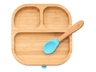 Kindergeschirr Teller mit Löffel und Saugnapf, aus Bambus, blau  1