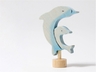 Delfine Steckfigur aus Lindenholz, bunt lasiert 2
