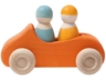 Großes Cabrio Spielzeugauto aus Lindenholz, orange lasiert 1