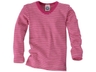 Kinder Unterhemd Langarm Wolle Seide pink-geringelt 1