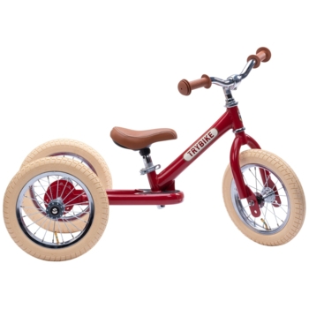 Trybike 2-in-1 Laufrad mit Stahlrahmen, Vintage Red