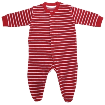 Baby und Kinder Schlafanzug Bio-Baumwolle Frottee rot-weiß gestreift