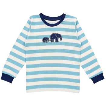 Kinder Schlafanzug Retro aqua stripes Elefant