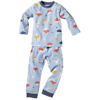 Kinder Schlafanzug 2-teilig Bio-Baumwolle Pilzparty blau