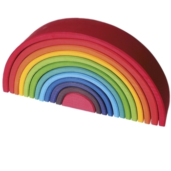 Großer Regenbogen aus Lindenholz, 12-teilig, bunt lasiert