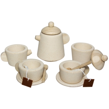 Tee-Set für die Kinderküche aus recyceltem Kautschukholz