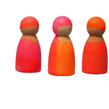 Neonfreunde aus Holz 3-teilig, bunt lasiert pink