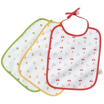 Lätzchen mit Bindebändern Bio Baumwolle 3er-Set rot-gelb-grün