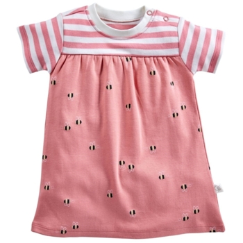 Baby Kleid Kurzarm Bio-Baumwolle Biene rosa