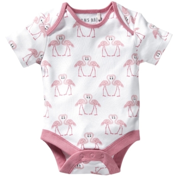 Baby Body Kurzarm Bio-Baumwolle Flamingo
