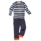 Kinder Schlafanzug 2-teilig Bio-Baumwolle blau-grau-weiß